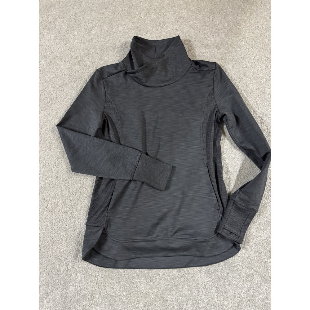 Athleta‎ Womens Sweatshirt M Dark Gray Stowe High Neck Pullover Sweater